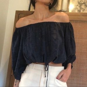 Stone Cold Fox navy off the shoulder blouse
